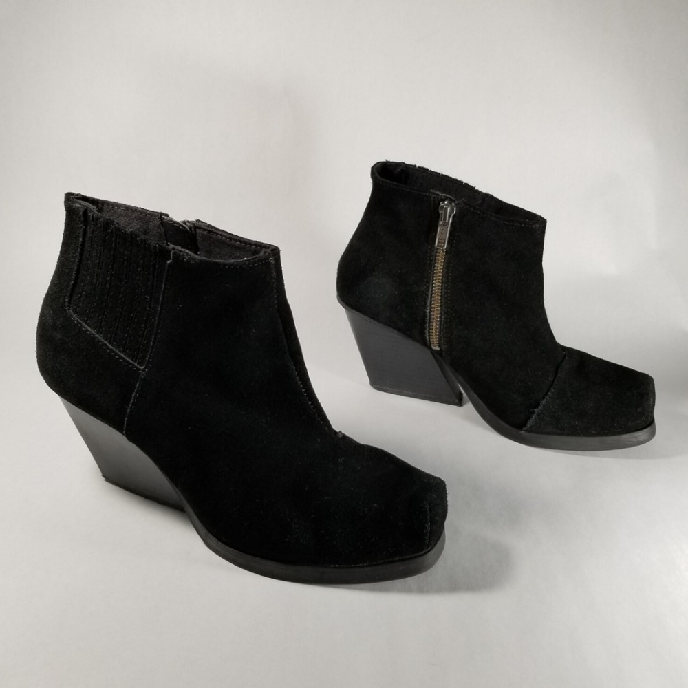 Cheap Monday Black Suede Angle Heel Ankle Boots